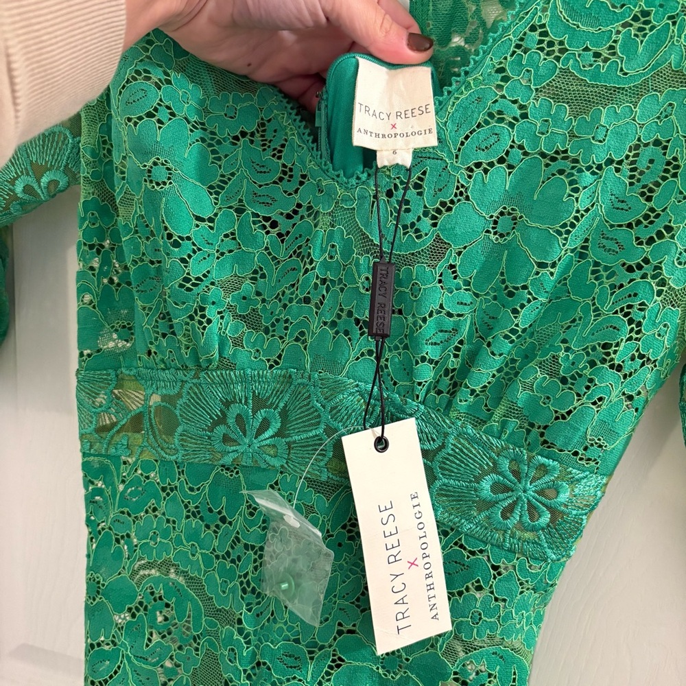 Tracy Reese x Anthropologie Vibrant Green Lace Midi Dress - Picture 5 of 5